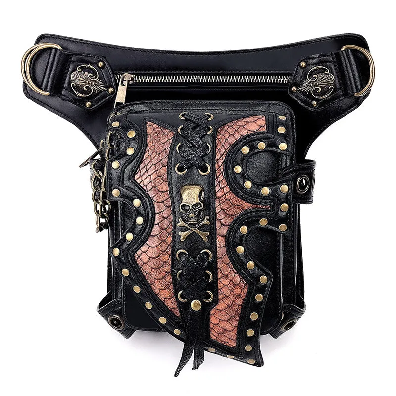 Steampunk Waist Pack Leather Shoulder Holster Purse Travel Pouch Bag