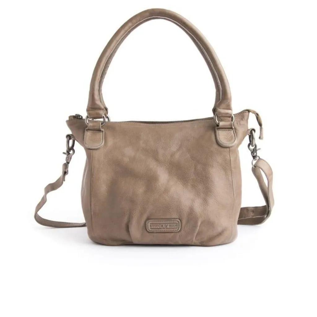 Stitch & Hide Santa Monica Leather Shoulder Bag Taupe