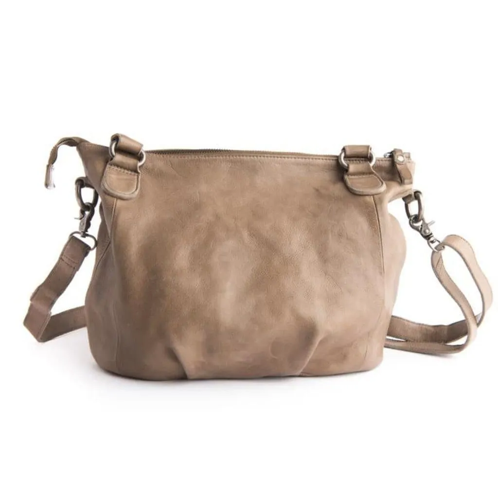 Stitch & Hide Santa Monica Leather Shoulder Bag Taupe