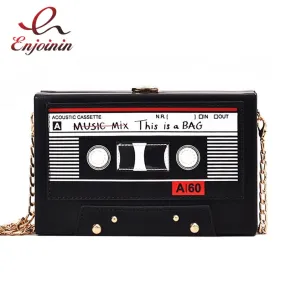 Tape Design Box Style Ladies Casual Clutch Chain handbag for Women.