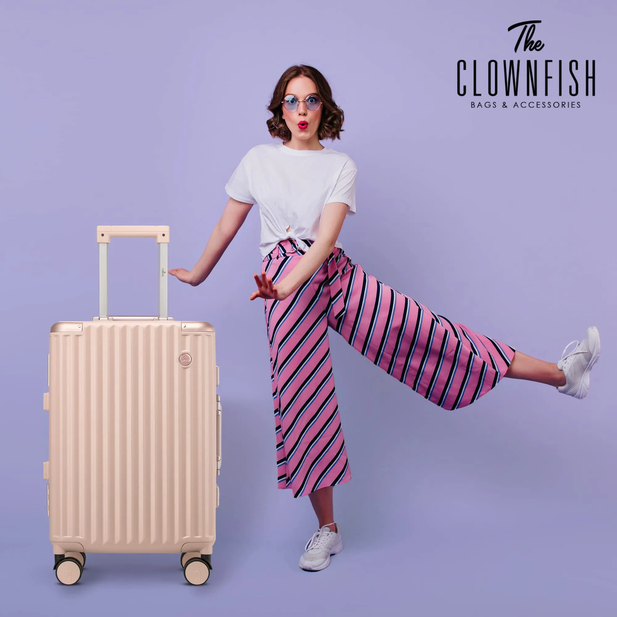 THE CLOWNFISH Combo of 2 Stark Series Luggage Polycarbonate Hard Case Suitcases Eight Wheel Trolley Bags with Double TSA Locks- Forest Green (Medium 67 cm-26 inch, Small 57 cm-22 inch)