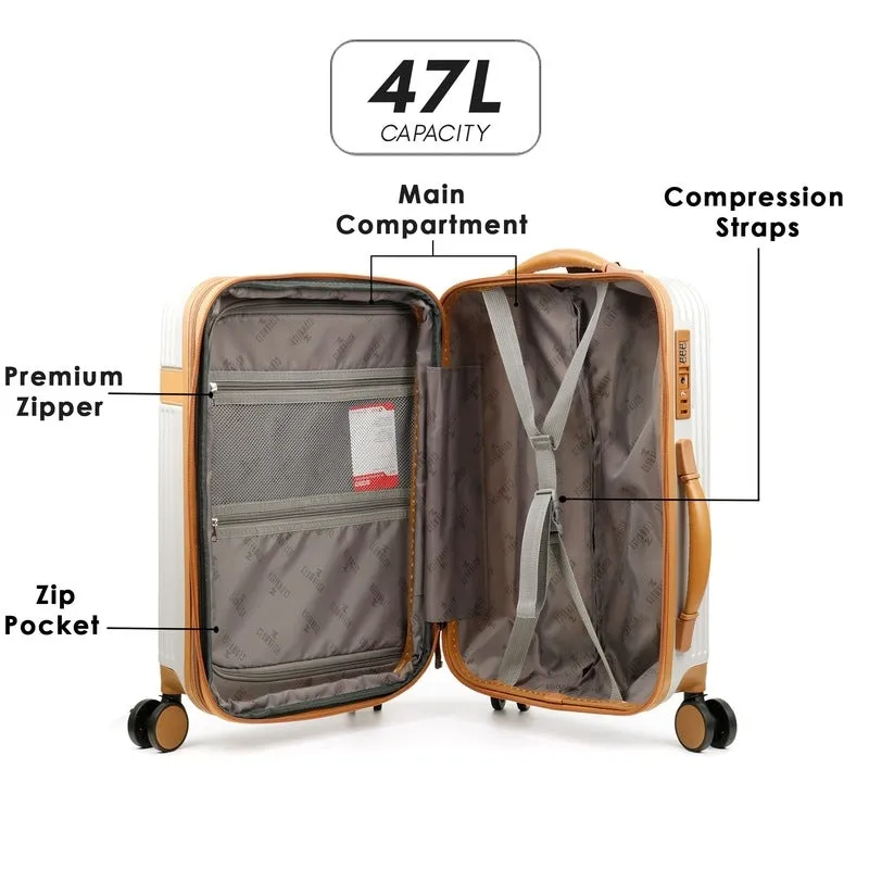 THE CLOWNFISH Kenzo Series Expandable Luggage ABS & Polycarbonate Exterior Hard Case Suitcase Eight Wheel Trolley Bag with TSA Lock- Champagne (Medium size, 63 cm-25 inch)