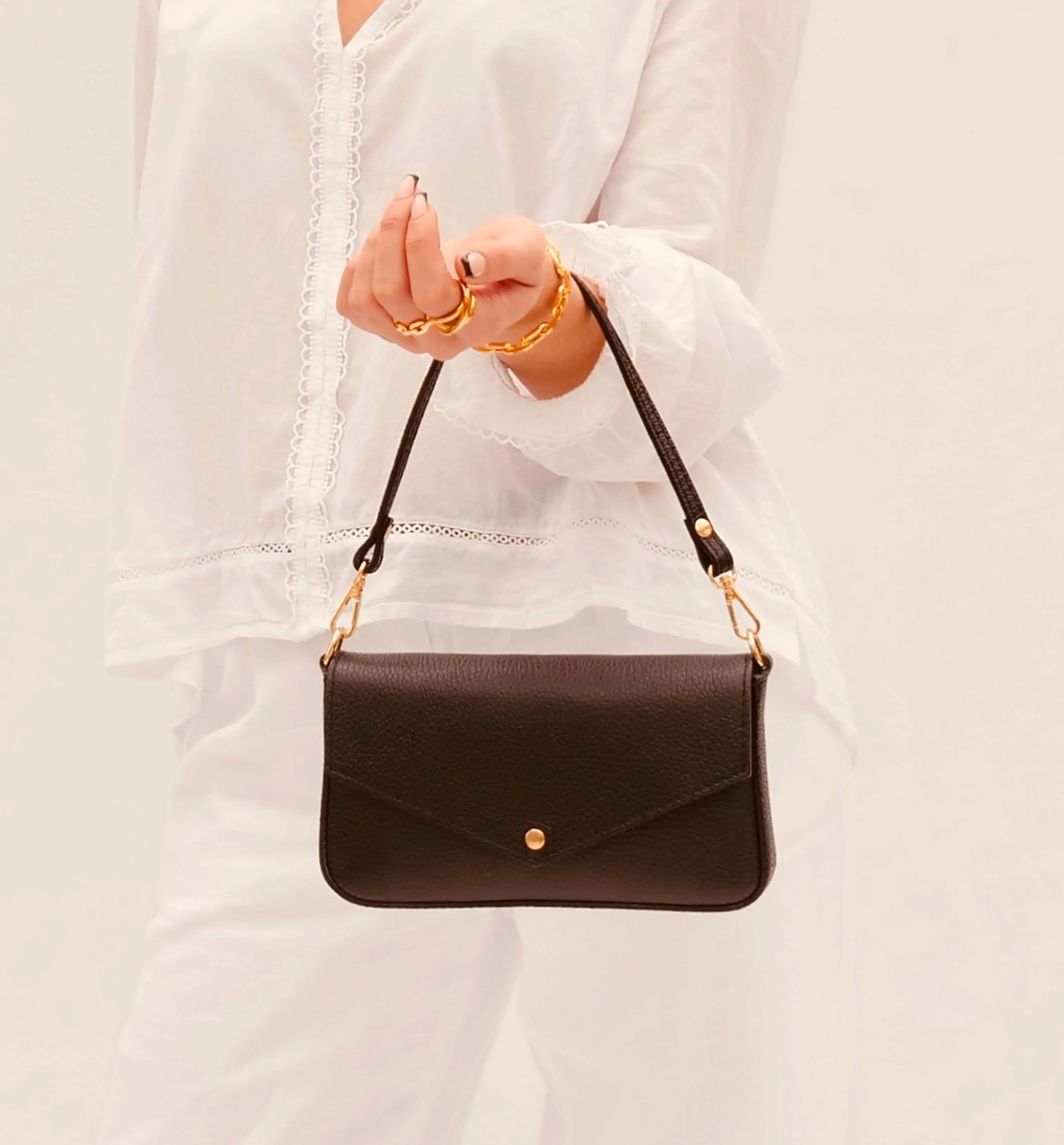 The Munro Black Leather Shoulder Bag