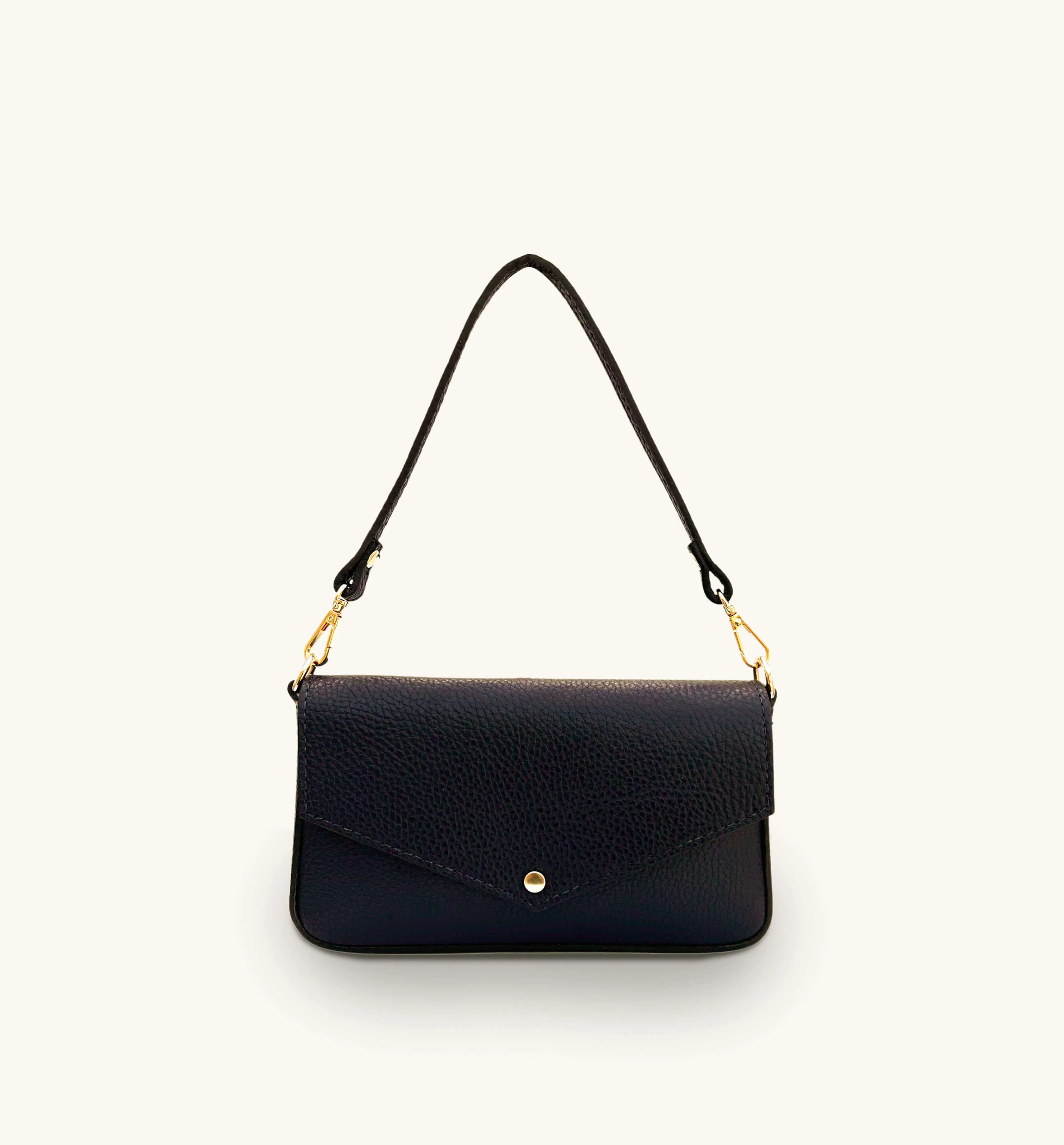 The Munro Black Leather Shoulder Bag