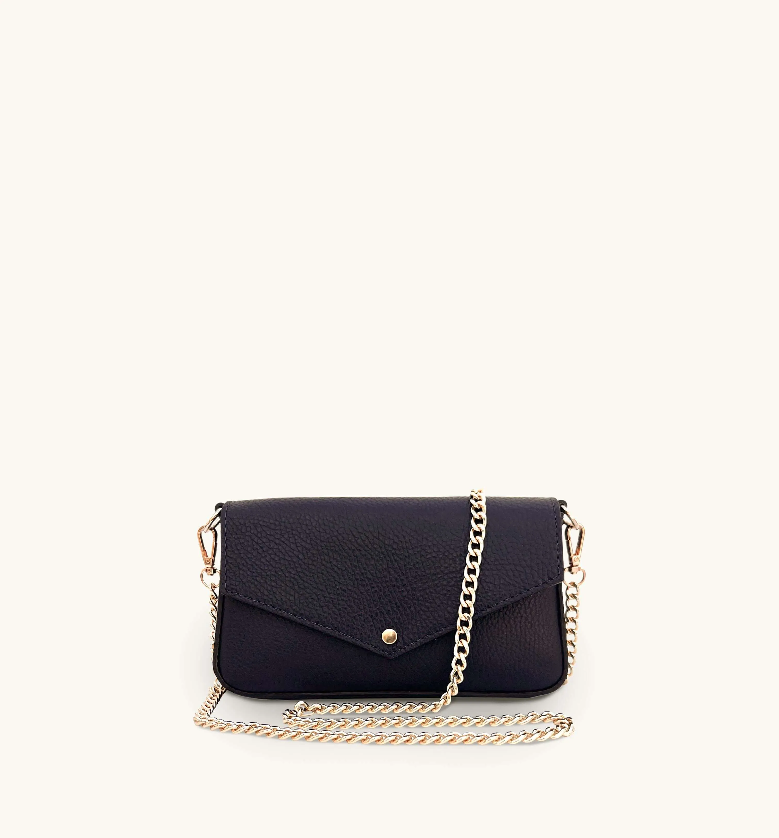 The Munro Black Leather Shoulder Bag