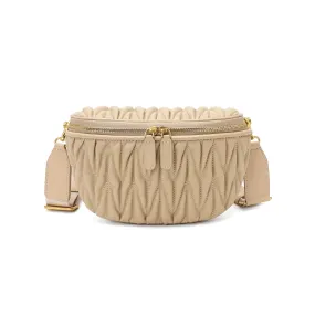 Tiffany & Fred Pleated & Quilted Sheepskin Leather Fanny Bag & Belt Bag