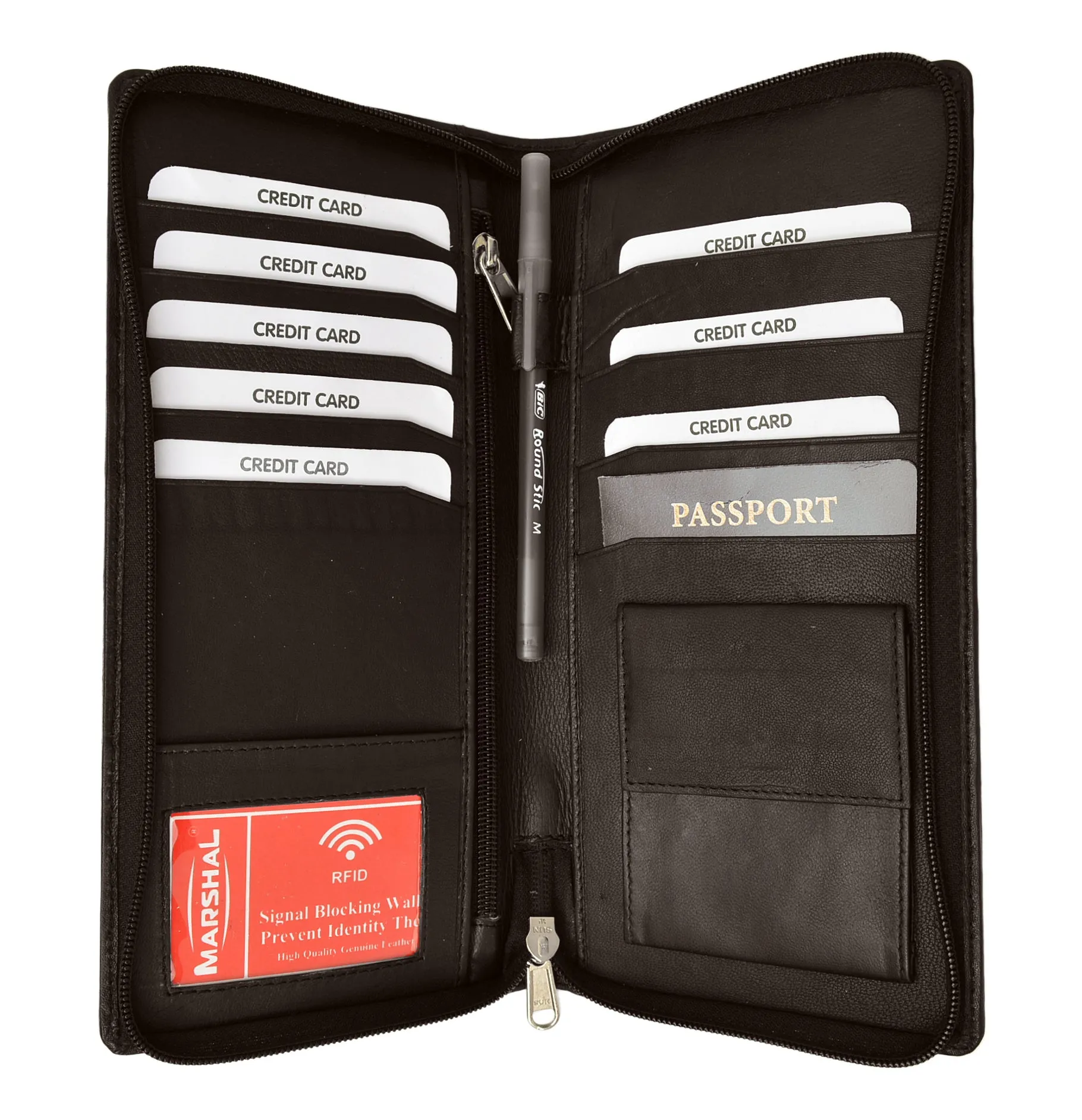 Travel Document Organizer - RFID Passport Wallet Case Family Holder Id Wristlet