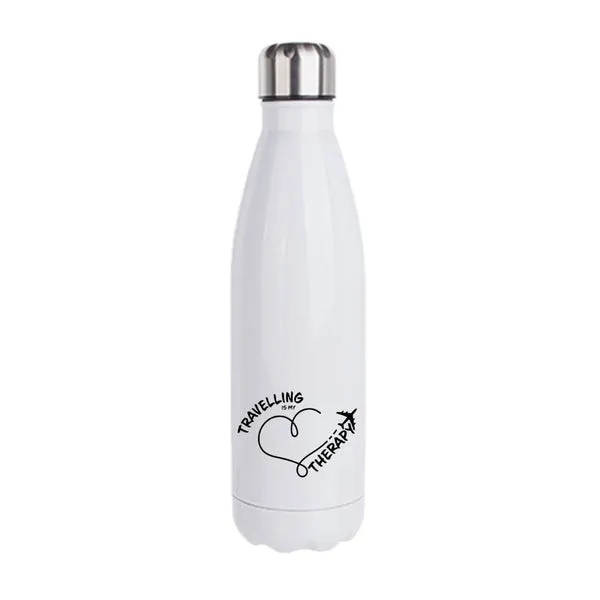 Travel is my Therapy: Printed Stainless Steel Bottle | 500ml