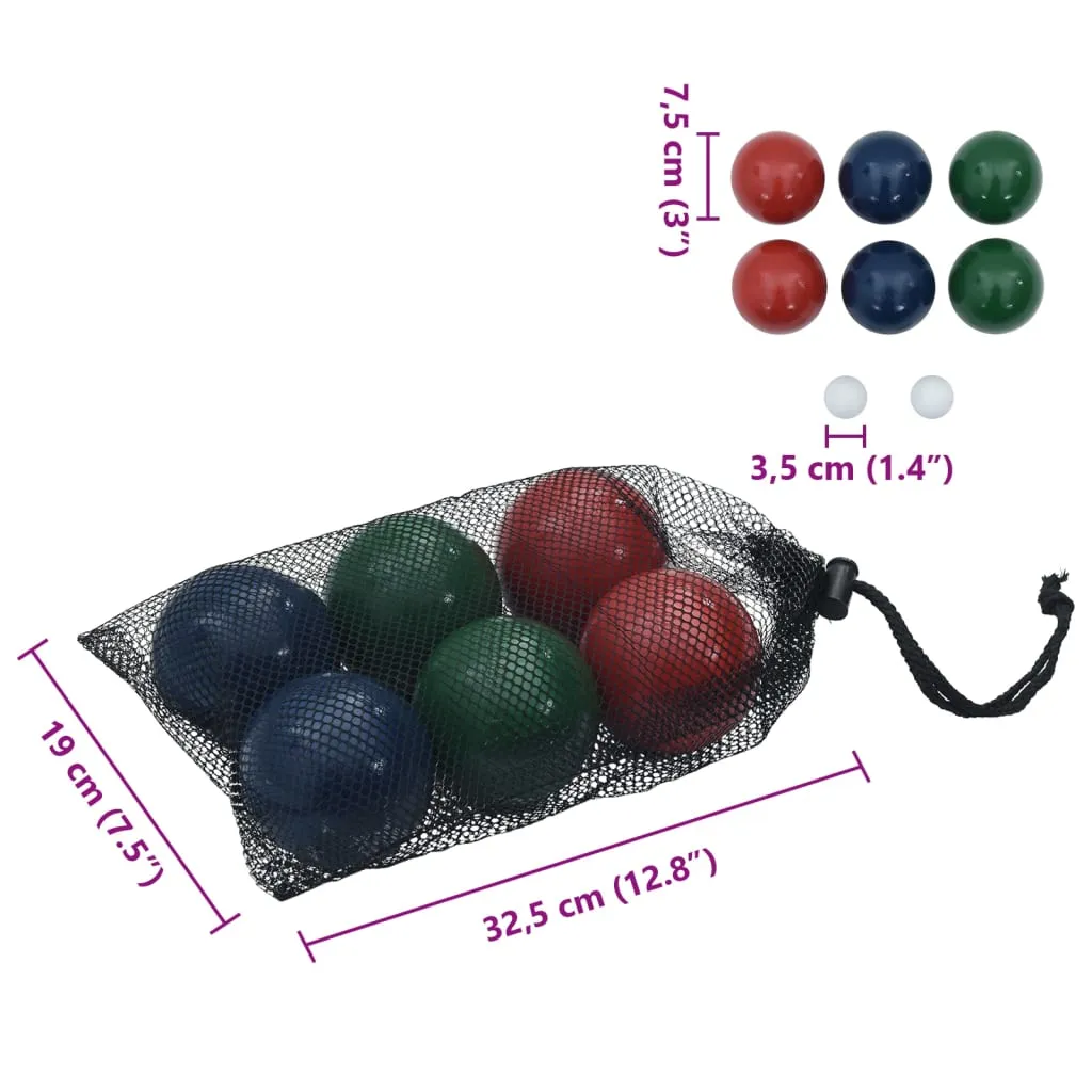 vidaXL 8 Piece Bocce Ball Set with Carrying Bag Solid Pine Wood