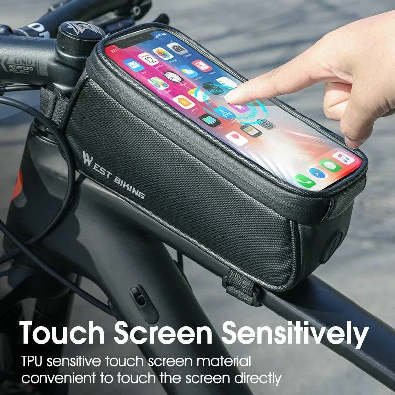 Waterproof Bicycle Front Frame Bag Touch Screen 7 Inch Phone Holder Cycling Top Tube Bag Road Bike MTB Accessories