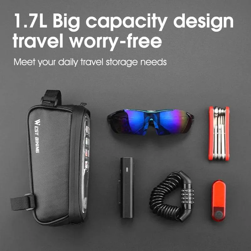 Waterproof Bicycle Front Frame Bag Touch Screen 7 Inch Phone Holder Cycling Top Tube Bag Road Bike MTB Accessories