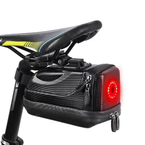 Waterproof Bike Saddle Bag With USB Rechargeable Tail Light MTB Road Bicycle Pannier Basket Cycling Accessories