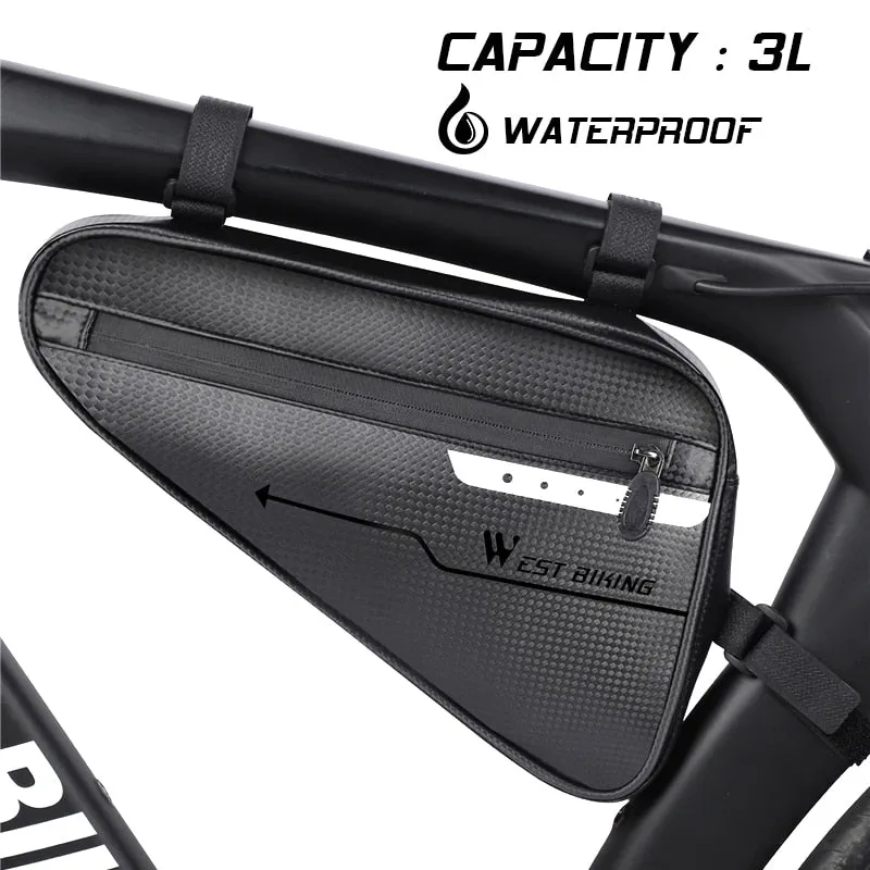 Waterproof Cycling Tube Bags 3L MTB Road Bike Triangle Bag Cycling Frame Front Bags Repair Tools Pannier Bicycle Bag