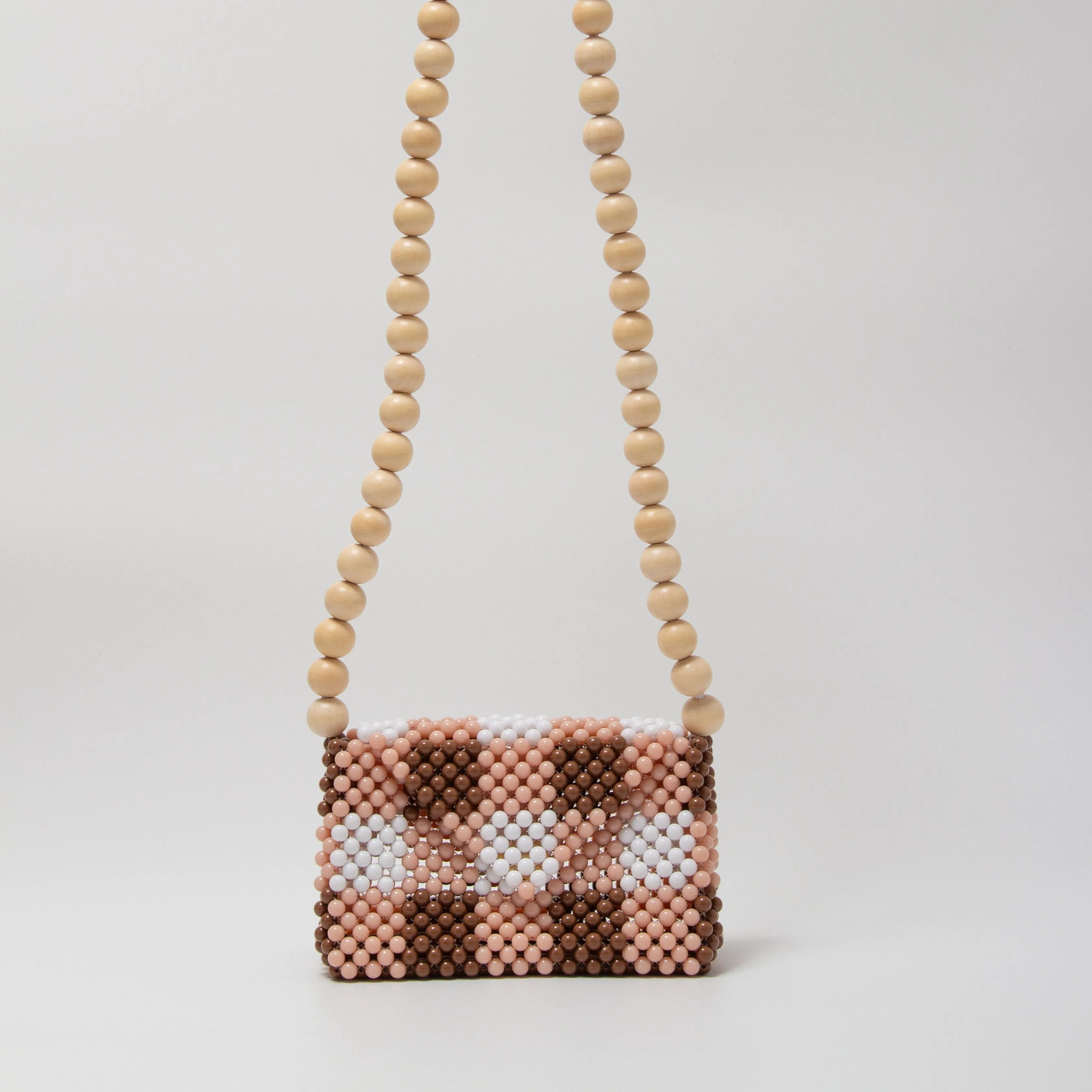 wood ball shoulder bag（brown checked）