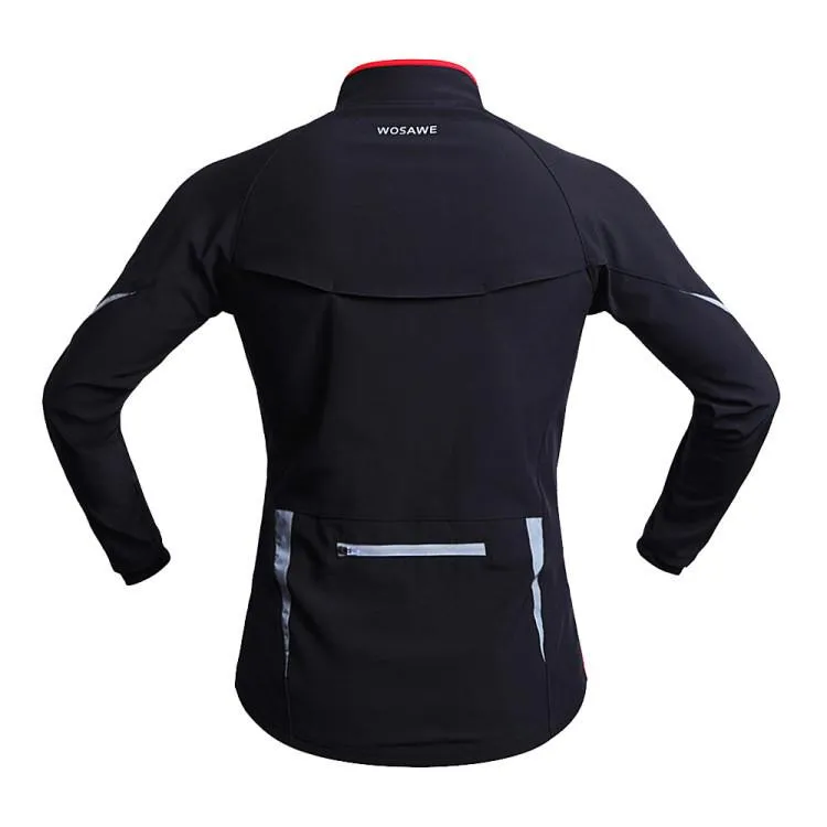 WOSAWE Warm Winter Fall Black Red Long Sleeve Cycling Jersey