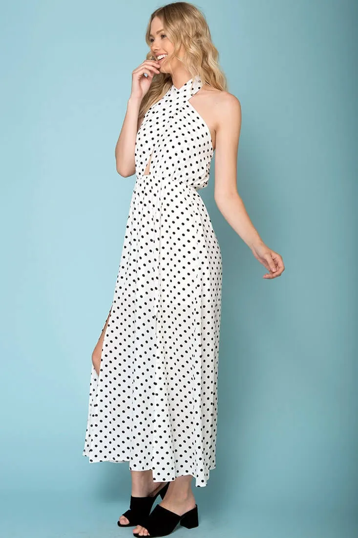 Wynter Maxi Dress White With Black Polka Dots